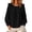 Black, variant on Top for Women Long Sleeve Round Neck Ruffle Yoke Puff Sleeve Loose Textured Blouse Blue M