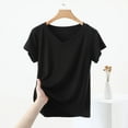 thumbnail image 4 of VgaVtl T-Shirts Womens Plus Size Short Sleeve V-Neck Cotton Tops for Women Plus Size Stretch Plain Layering Slim Shirts,Black M, 4 of 6