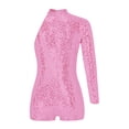 thumbnail image 2 of Mufeng Girls Sparkle Hip Hop Jumpsuit for Kids One Shoulder Long Sleeve Sequin Gymnastics Biketards Pink 12, 2 of 5