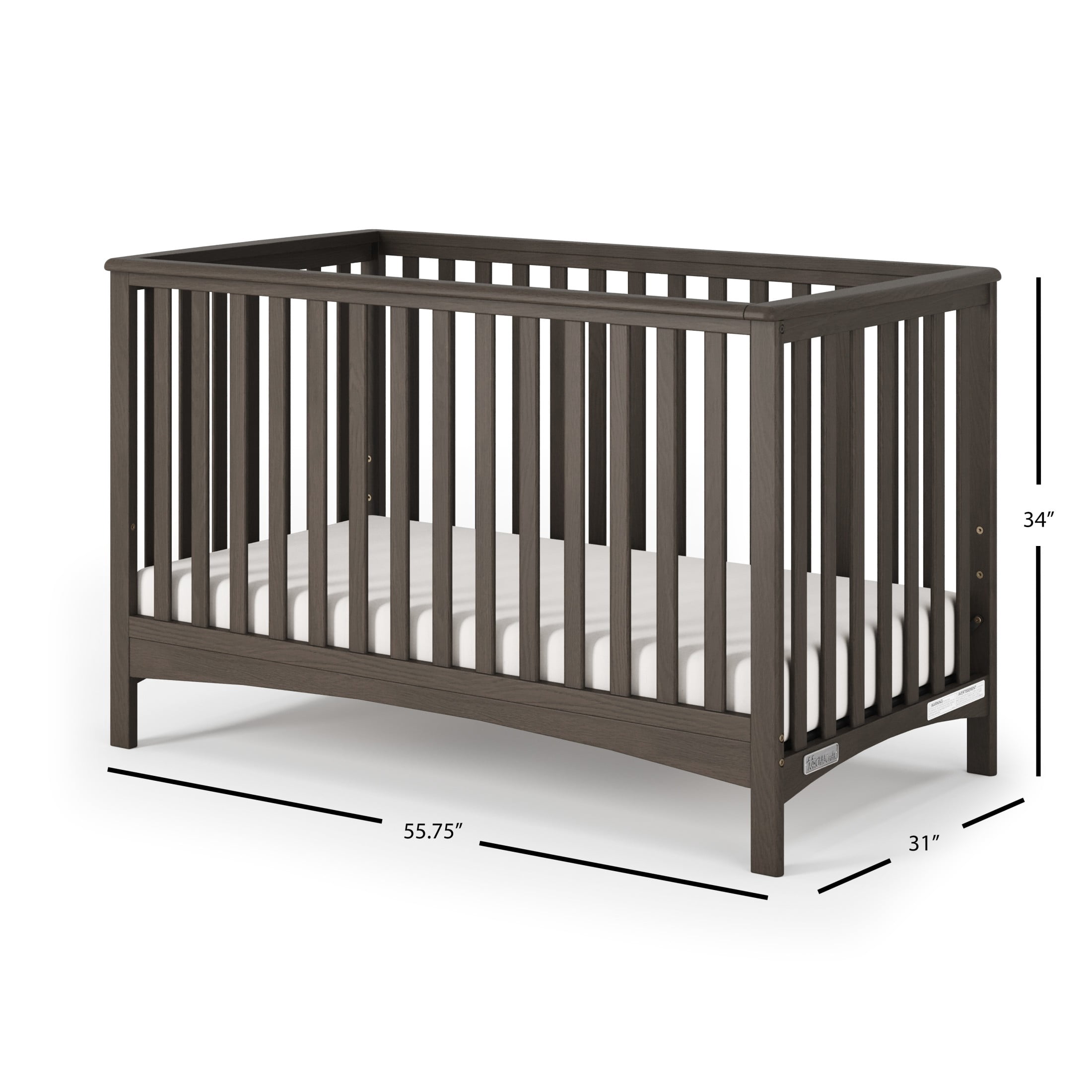 London 4-in-1 Convertible Baby Crib in Dapper Gray by Forever Eclectic™