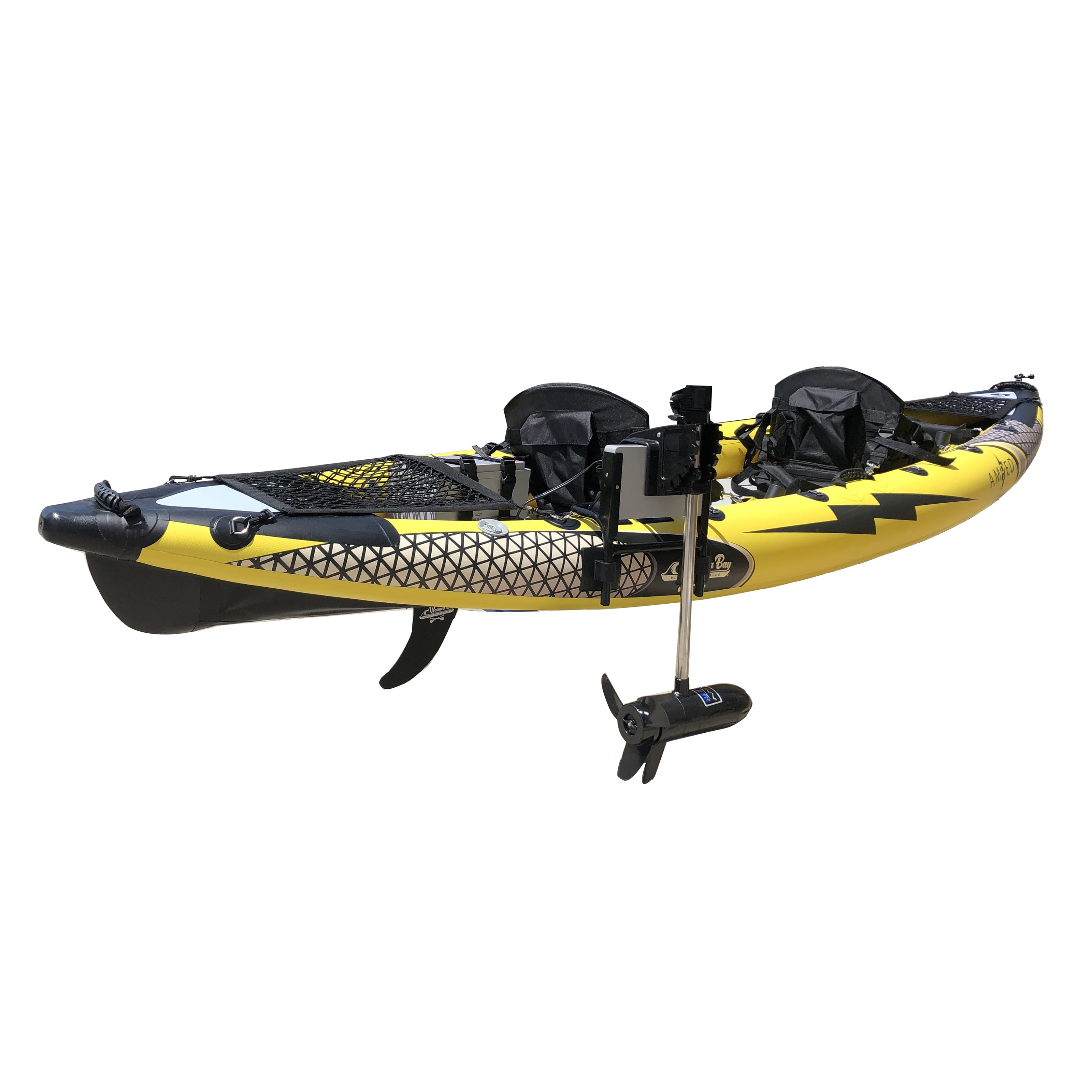 Waimea Bay Rigid Inflatables Amped Inflatable Kayak | 12.8 Ft Giant Inflatable Portable Two-Seater Kayak Includes Paddles, Aluminum Oars, Hand Pump and Detachable Fin | Blow Up Heavy Duty Kayaks