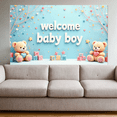 thumbnail image 2 of LUUFILx Welcome Baby Boy Backdrop Banner Nursery Shower Decorations Party Supplies Photography Props Background Decor Celebration Event, 2 of 7