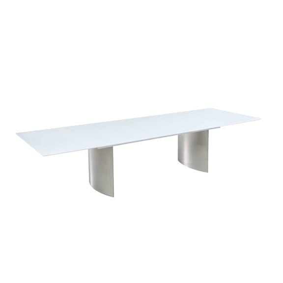 Chintaly Contemporary White Gloss & Steel Dining Table