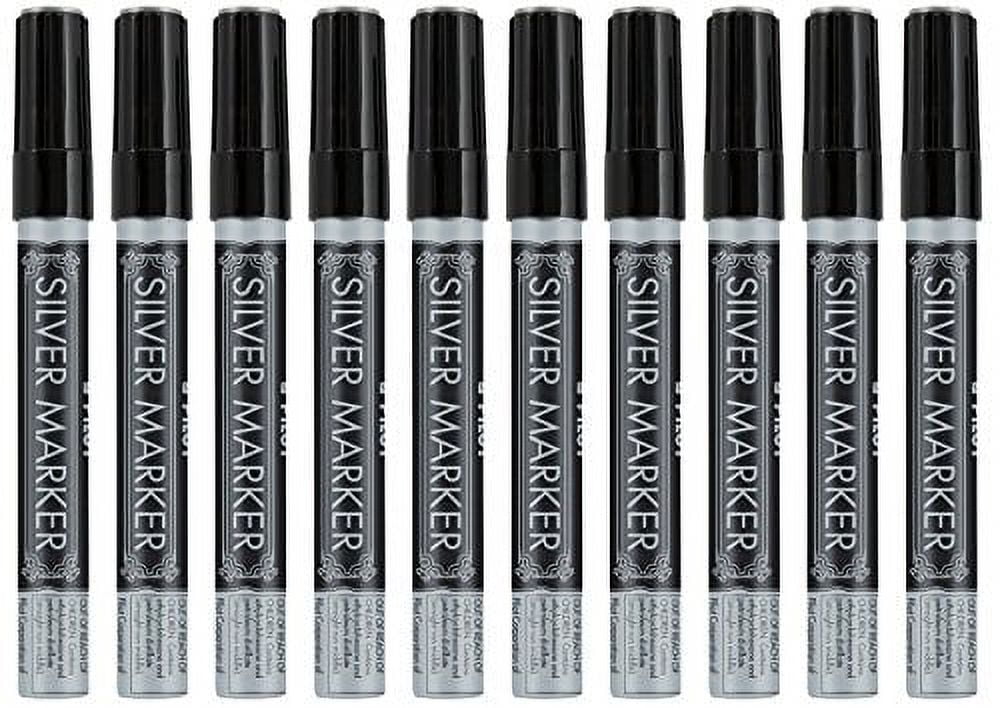 Pilot Silver Metallic Permanent Paint Marker, Medium Point, 10-PACK(41800)