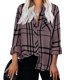 thumbnail image 1 of Puntoco Blusa con estampado de cuadros de manga larga con botones sueltos para mujer Puntoco Puntoco-4986, 1 of 7