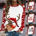 thumbnail image 4 of Camisas Navideñas Para Mujer Tops de Manga Larga Estampado de Rayas Cuello Redondo Sudadera Sudadera Elk Snowflake Gráfico Blusa Informal Odeerbi ODB206689, 4 of 4