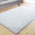 thumbnail image 1 of Soft Modern Faux Sheepskin Rug, Fluffy Faux Fur Area Rugs for Bedroom Living Room, White, 1 of 5