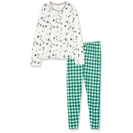 HonestBaby Baby Kids Organic cotton Holiday Family Jammies, Emerald ...