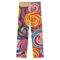 thumbnail image 4 of Candy Pattern Rainbow Lollipop Winter Female Pants Flannel High Waist Women Pants Lady Warm Straight Leg Plush Trousers, 4 of 7