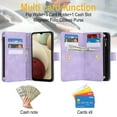 thumbnail image 4 of for Samsung Galaxy A12 5G Wallet Case with Card Holder for Women Men, Phone Case RFID Blocking PU Leather Flip Shockproof Cover with Shoulder+Wrist Strap Zipper Credit Card Slots Stand,Purple, 4 of 7
