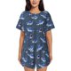 thumbnail image 1 of Fotbe Cartoon Shark Conjunto de Pijama Estampado para Mujer, 2 Piezas, Ropa de Dormir con Camiseta de Manga Corta y Shorts Suaves-Large, 1 of 6