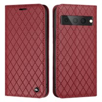 Feishell Fit for Google Pixel 7 Pro Wallet Case with RFID Blocking Protection Card Slots,Shockproof Luxury PU Leather Magnetic Closure Flip Kickstand Anti-Scratch Full Protection Phone Case,Red