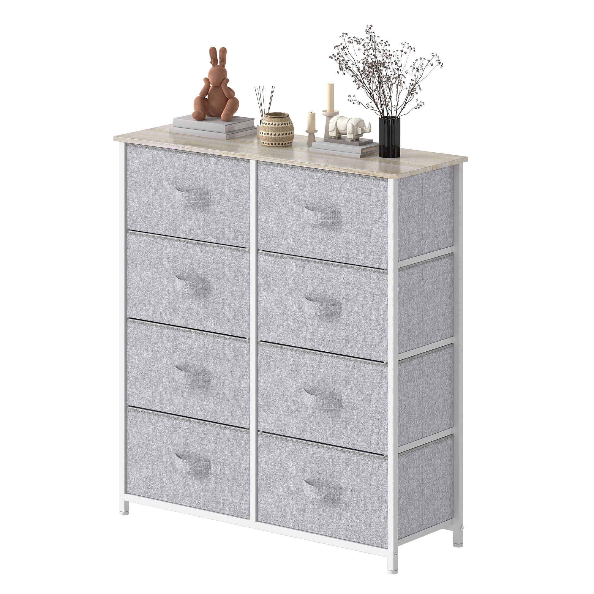 Uforic 8 Drawer Dresser Chest of Drawer Dressers for Fabric Storage Dressers for Living Room Light Gray