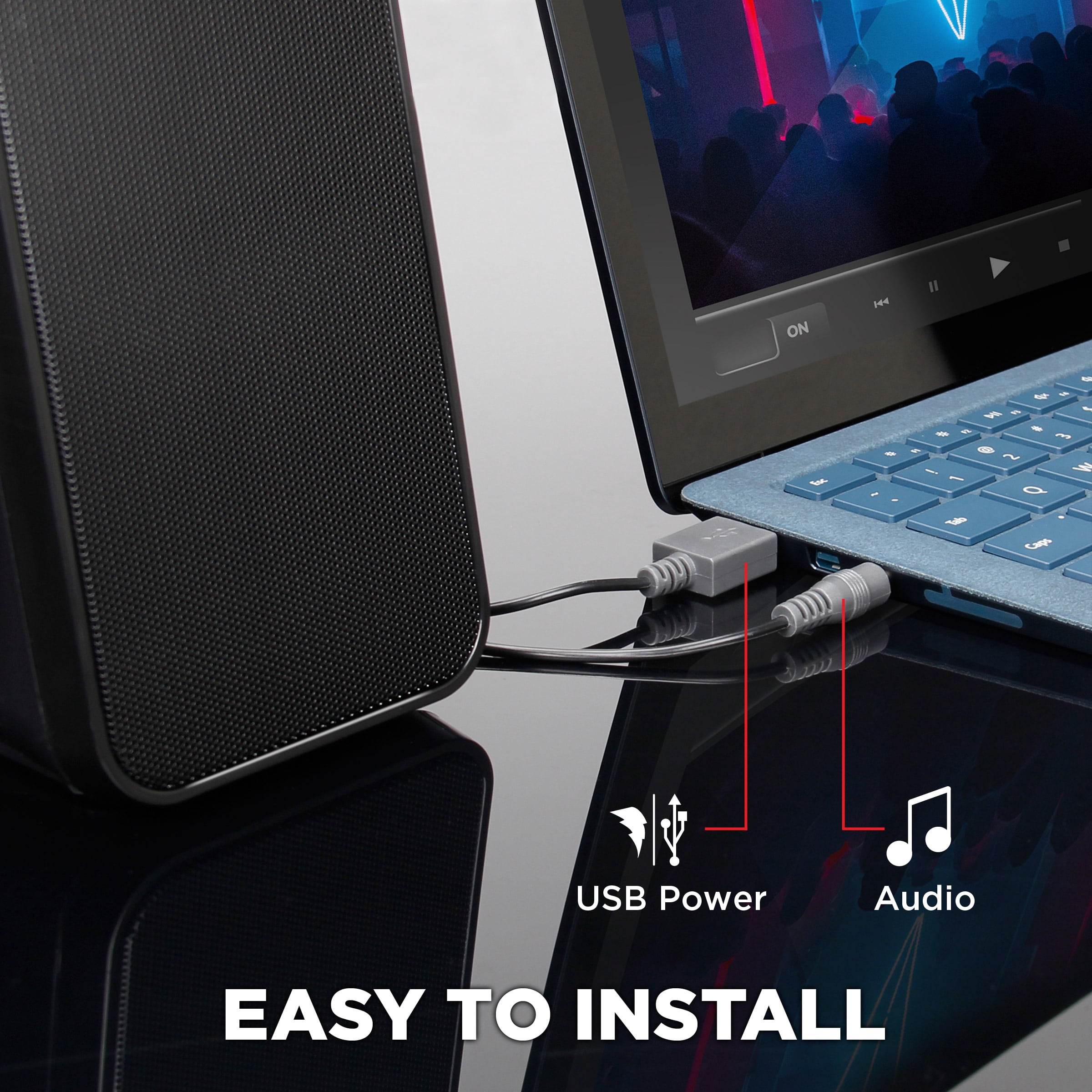 GOgroove Computer Speakers - SonaVERSE UB2 Multimedia USB Powered PC Speakers for Desktops & Laptops - 2 Way Drivers Enhance Clarity and Bass, Built-in Headphone & AUX Input Jacks, LED Volume Knob