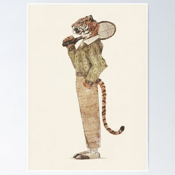 Poster Tiger Tennis Cllub - No Framed, Vintage Wall Art, Trendy Retro Print, Positive Quote Poster, Room Decor, Wall Art, 12x18