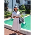 thumbnail image 2 of Women‘s A-Line Dress with Belt, 3/4 Sleeve Flared Dress for Wedding Guest & Office, Semi-Formal Dress, 2 of 7