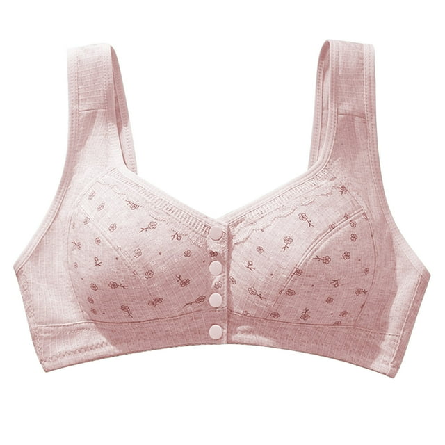 For Middle And Elderly Women Large Sized Pure Cotton Thin Frameless Lace Back Front Opening Bra For Mothers