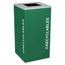 Ex-Cell Kaiser  24 Gallon Square Recycling Receptacle with Recyclables Decal, Emerald Texture