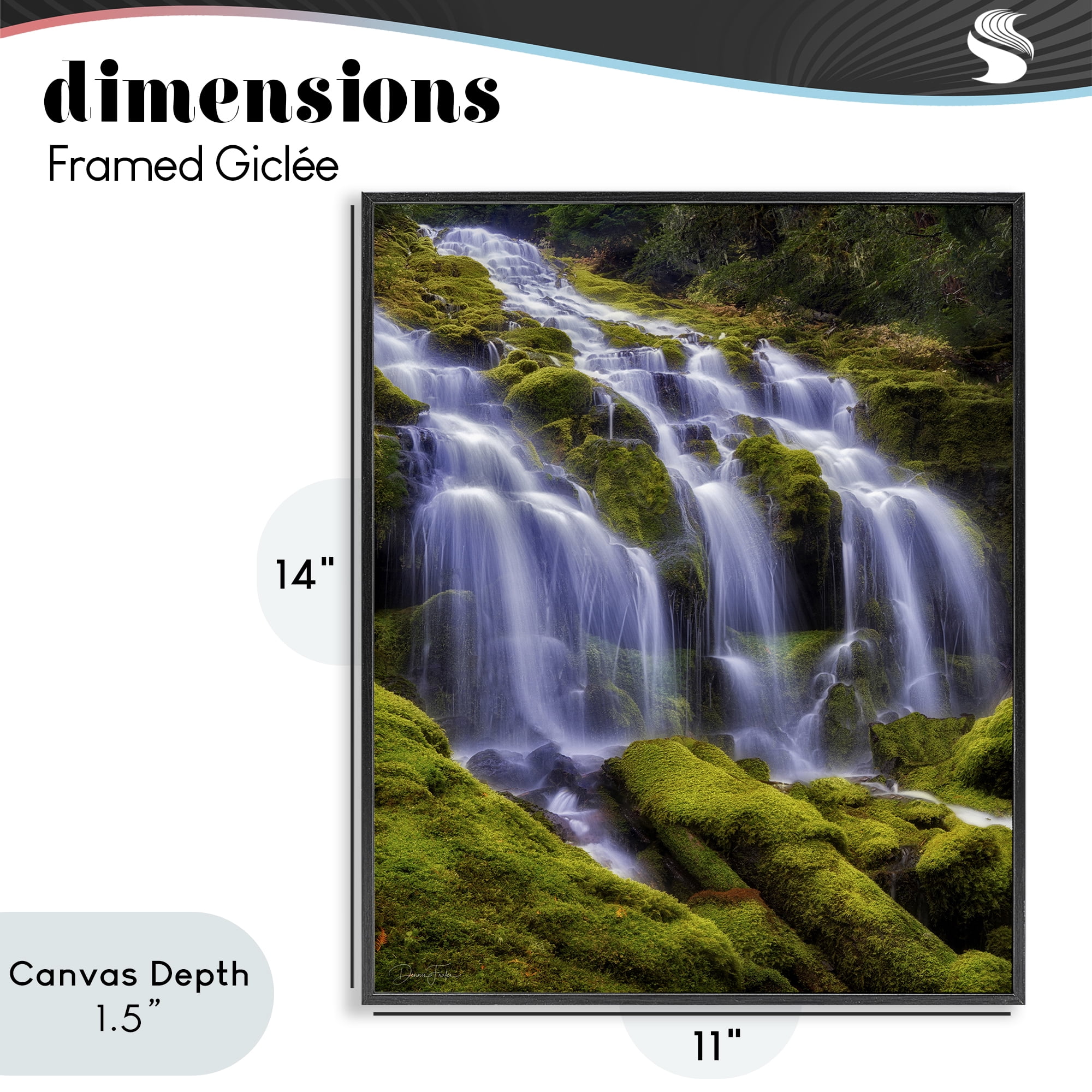 Stupell Industries Upper Proxy Falls Black Framed Giclee Art, design by Dennis Frates