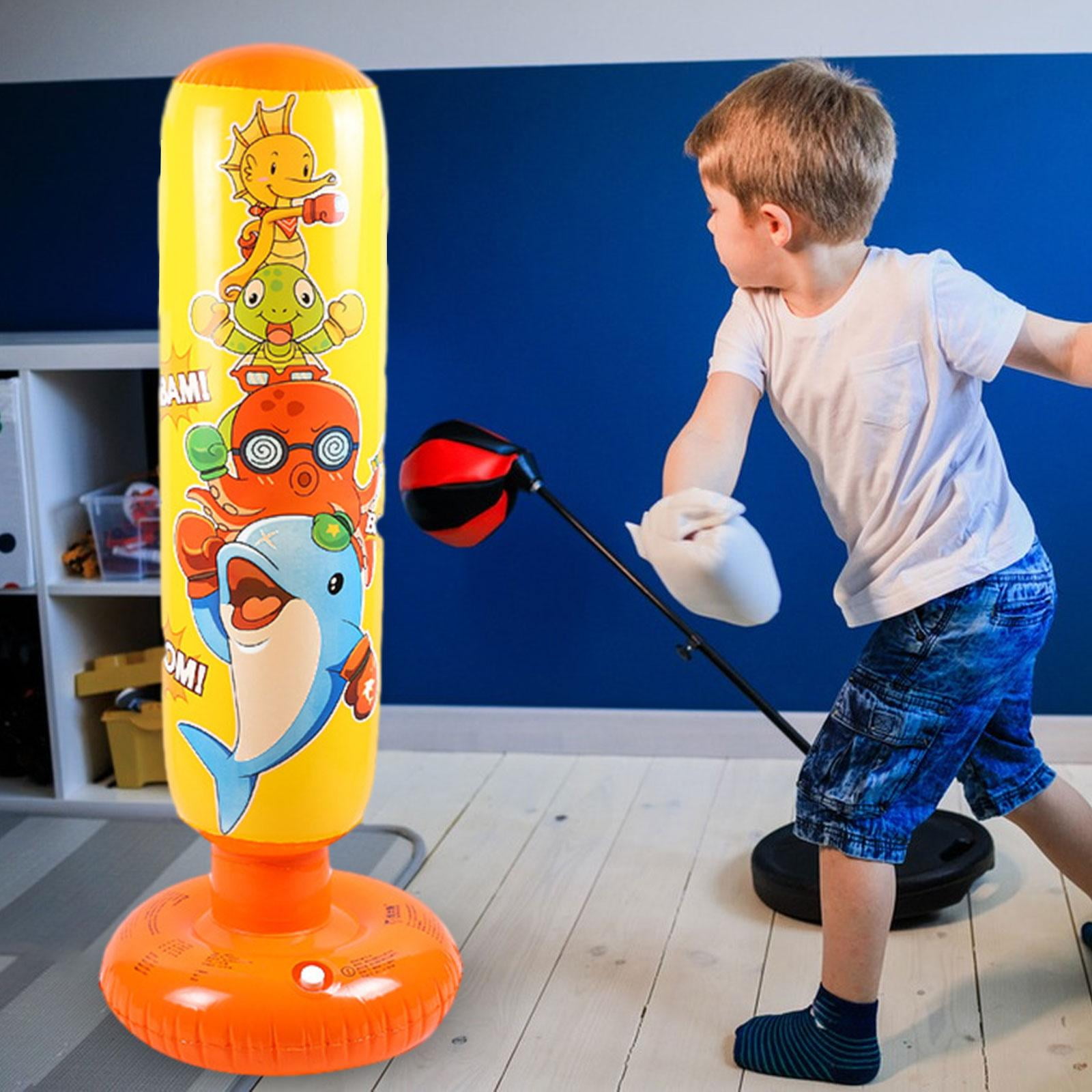 LeeQinersw Freestanding Air Bag Inflatable Boxing Bag Foldable Kids Punching Bag Inflatable yellow