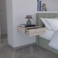 thumbnail image 3 of Floating Nightstand with Rustic Wooden Storage Drawers, Modern Wall Mounted Bedside Table, Wall Storage Decorative Cabinet for Bedroom, Living Room, Student Dormitory, Light Gray, 3 of 7