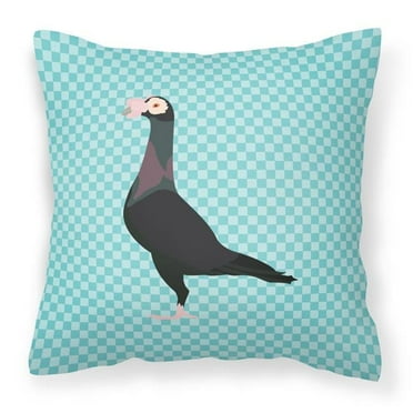 English Carrier Pigeon Animal Art Checkboard Design Fabric Decorative Pillow