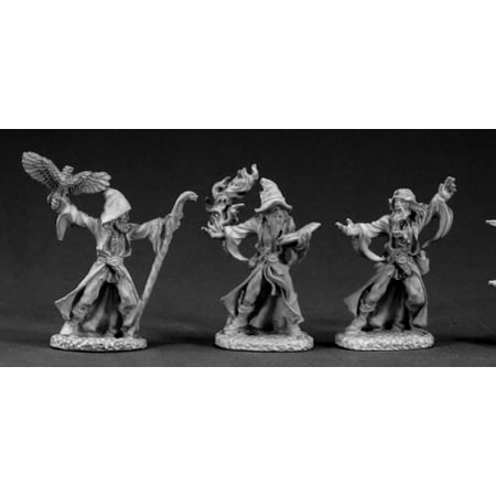 3 Channel Miniature - Reaper Miniatures Wizards (3 Pcs) #03335 Dark Heaven Unpainted Metal