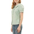 thumbnail image 4 of INSPIRE CHIC Women's Puff Sleeves Turndown Collar Button Down Floral Blouse, 4 of 6