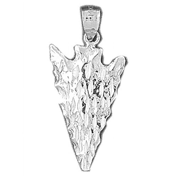 18K White Gold Arrowhead Pendant - 32 mm