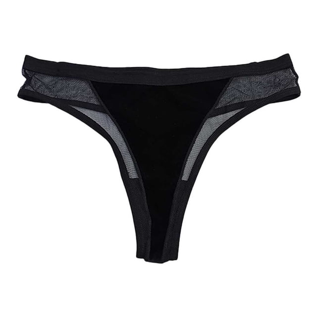 Tanga Secret Trasure para Dama de Mesh con Detalle al Frente de Tercipelo, Negro Talla EG, tanga femenina negra con mesh transpirable y panel frontal de terciopelo suave, diseñada para un ajuste cómodo y discreto bajo la ropa, ideal para uso diario y ocasiones especiales.