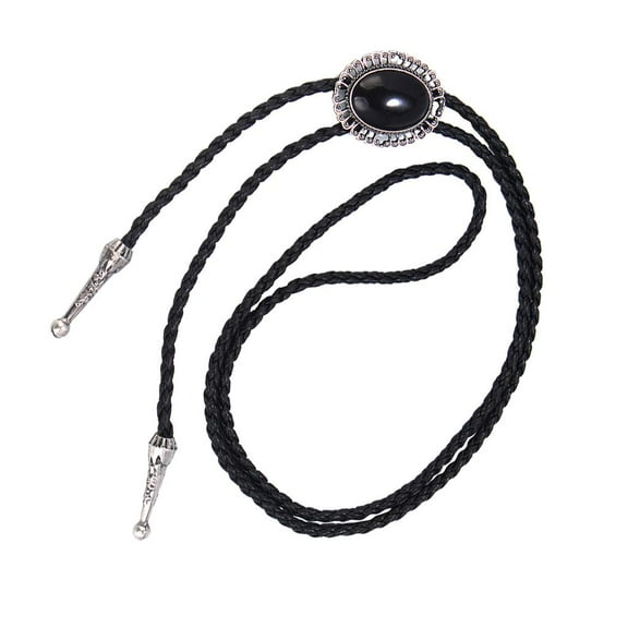 Fashion Retro Mens Western Cowboy Black Resin Gemstone Bolo Neck Tie Gifts
