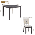 thumbnail image 2 of Lovableguy Wooden Farmhouse Dining Table Set for 4,5-Piece Kitchen Table ＆ Dining Chairs Set with Linen Upholstered Seats,for Living Room,Kitchen,Antique Black + Beige, 2 of 8