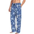 thumbnail image 6 of Pofeuu whiet Snowflake blue background Print Men's Pajama Pants, Soft Lounge Pajama Pants with big pockets for Men Plaid Pj Bottoms-X-Large, 6 of 6