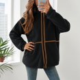 thumbnail image 2 of QHFBli Womens Coat Casual Lapel Full Zip Fleece Jacket Long Sleeve Oversized Warm Winter Outwear with Pockets, 2 of 5