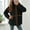 Black, variant on Plus Size Cozy Shearling Coat With Stand Collar Warm Winter Overcoat Casual Outerwear For Fall And Winter Puff Jackets for Women Duster Coat Women