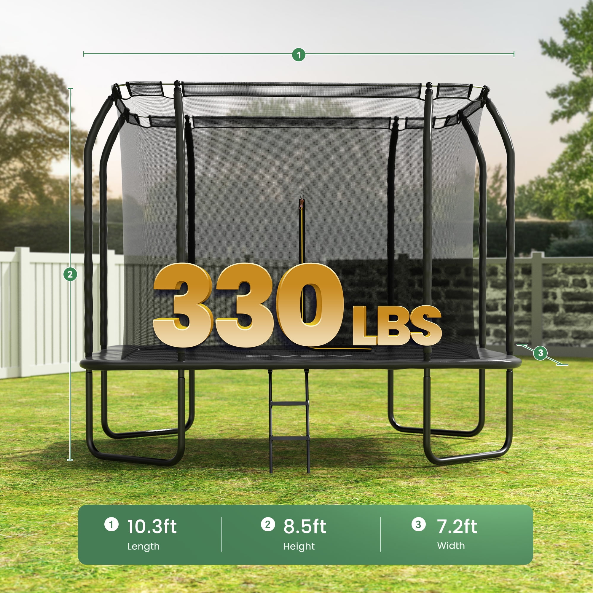 GVDV Trampoline for kids, 7 x 10 FT Rectangle Outdoor Trampoline with Safety Enclosure Net