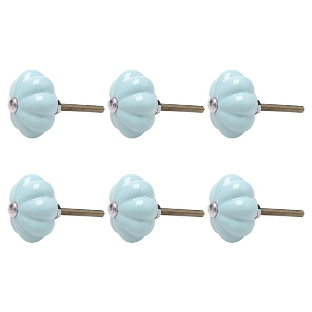 Perillas de cerámica vintage en forma de calabaza Uxcell, tiradores de 6 paquetes, color azul