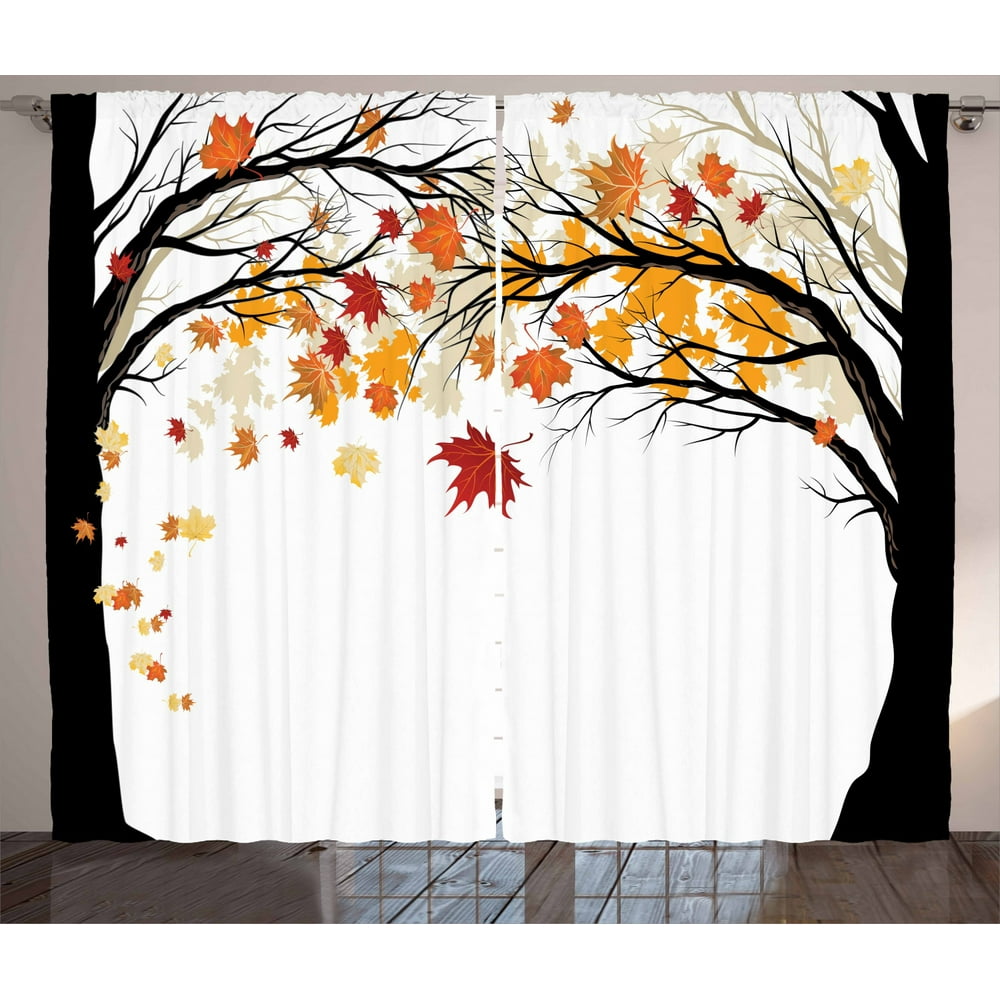 Curtains for Bedroom Living Room Art Nature Fall Trees Pictures Curtain