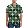 thumbnail image 5 of KLL Men's Hawaiian Shirt Short Sleeve Button Down Beach Shirts-Green Squares, 5 of 6