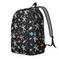 thumbnail image 2 of Astronaut and Planet Black Pattern Backpack for School, Cute School Bag with Adjustable Shoulder Straps and Padded Back, 15.7"x11.8"x5.5", 2 of 5