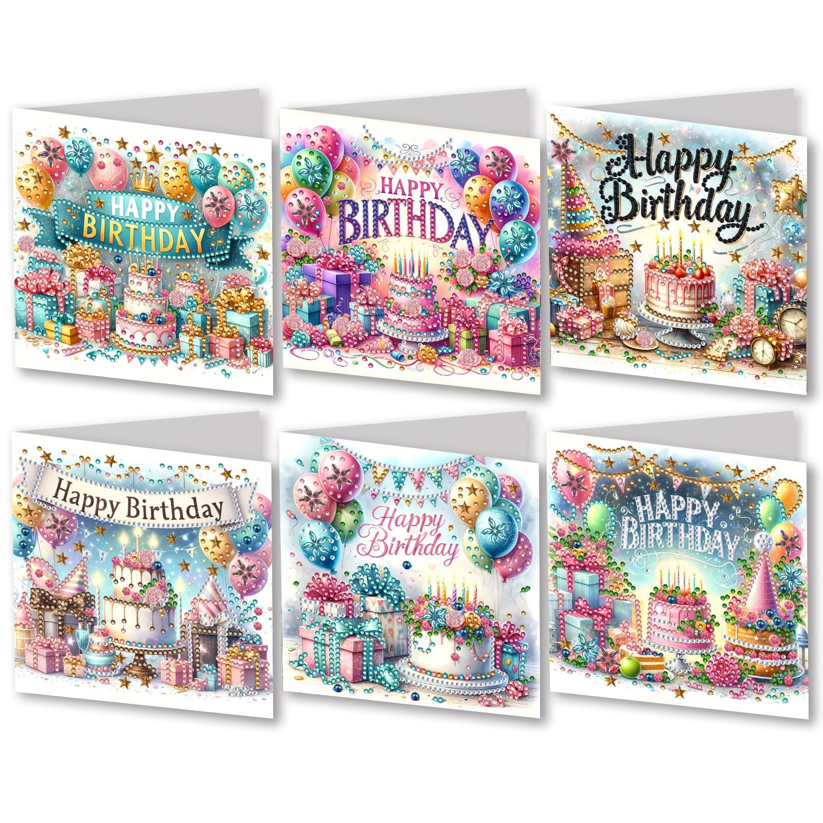 FLOPESN 12Pcs DIY Folding Greeting Card Diamond Art Painting Creative Design Blessing Card Set for Birthday Crafts Gift