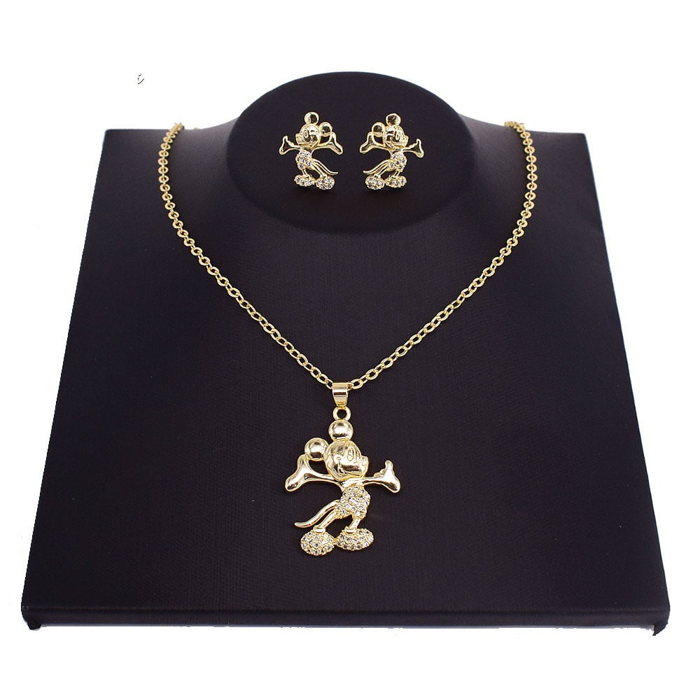 Children Jewelry Set 2 Pieces Necklace & Earrings Set For Girls 18k