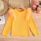 thumbnail image 1 of Cowsor Toddler Girl Shirts Ruffle Long Sleeve Baby Girl T-Shirts Kids Blouse, Ribbed Toddler Girl Tee Tops, 1 of 4