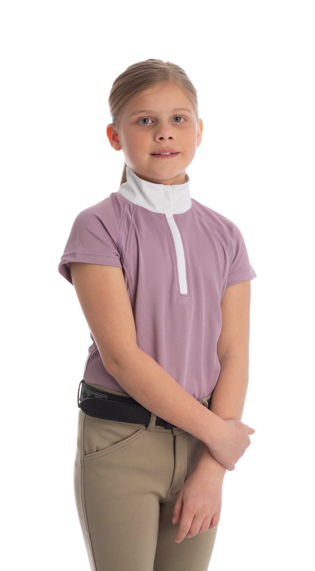 Equinavia Lotta Kids Equestrian Show Shirt - Short Sleeved Performance Shirt with Cooling Mesh