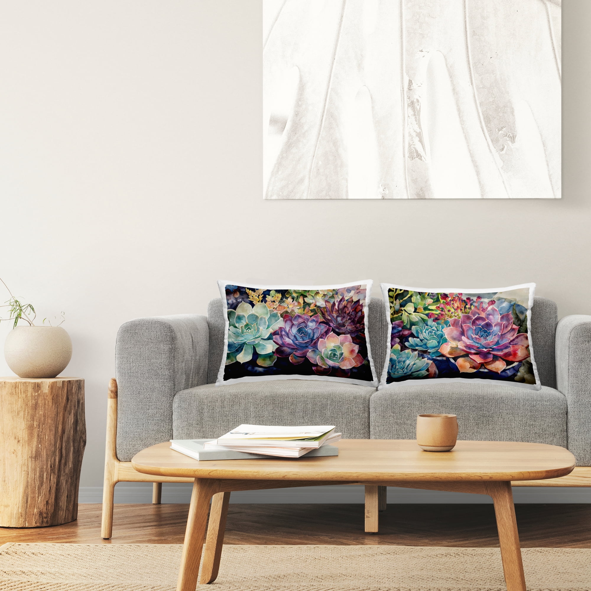 Stupell Industries Sunny Watercolor Succulents 2 Piece Decorative Printed Throw Pillow Set, design by Svetlana Aleynikova