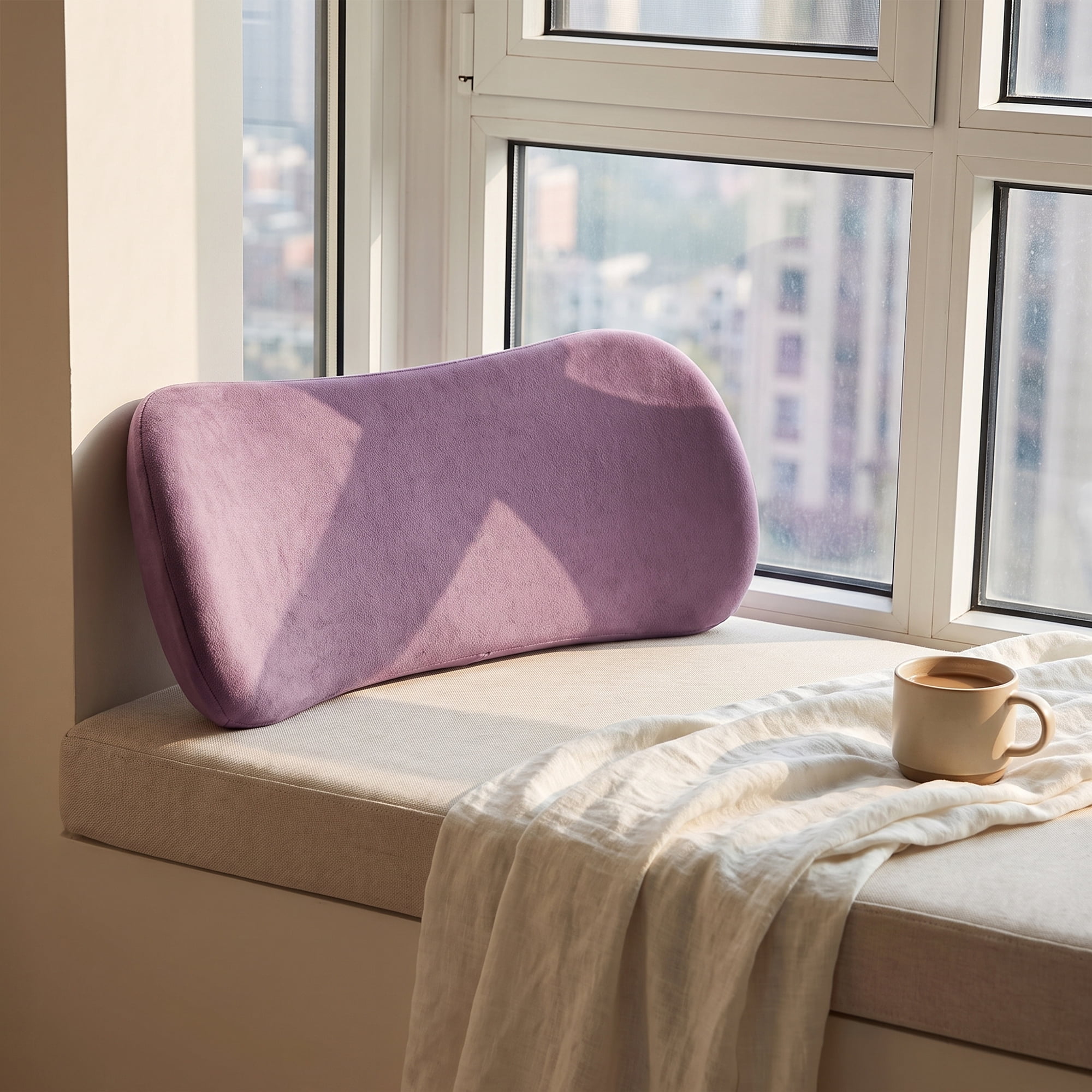 Unique Bargains Lumbar Support Pillow for Back Support Misty Purple 14.2" x 6.7"