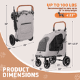 thumbnail image 2 of Magshion Heavy-Duty Dog Stroller for Large Dogs Up to 100 lbs with Ramp, Adjustable Handle & Dual Entry, Gray, 2 of 12