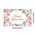 thumbnail image 3 of Floral Design Happy Retirement Banner Decoration Rose Pattern Party Backdrop for Retirement Celebration Indoor Event Decoration, 3 of 8