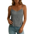 thumbnail image 6 of RQYYD Womens Sleeveless V Neck Spaghetti Strap Tops Casual Side Button Blouses Linen Blend Tee Shirts Clothes, 6 of 7