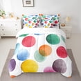 thumbnail image 2 of Manfei Watercolor Geometric Circle 7 Pieces Bedding Comforter Set,Ink Painting Art Full Bedding Set,Colorful Dots Fitted Sheet Flat Sheet For Boys Girls,Microfiber Bedroom Decor Reversible, 2 of 8